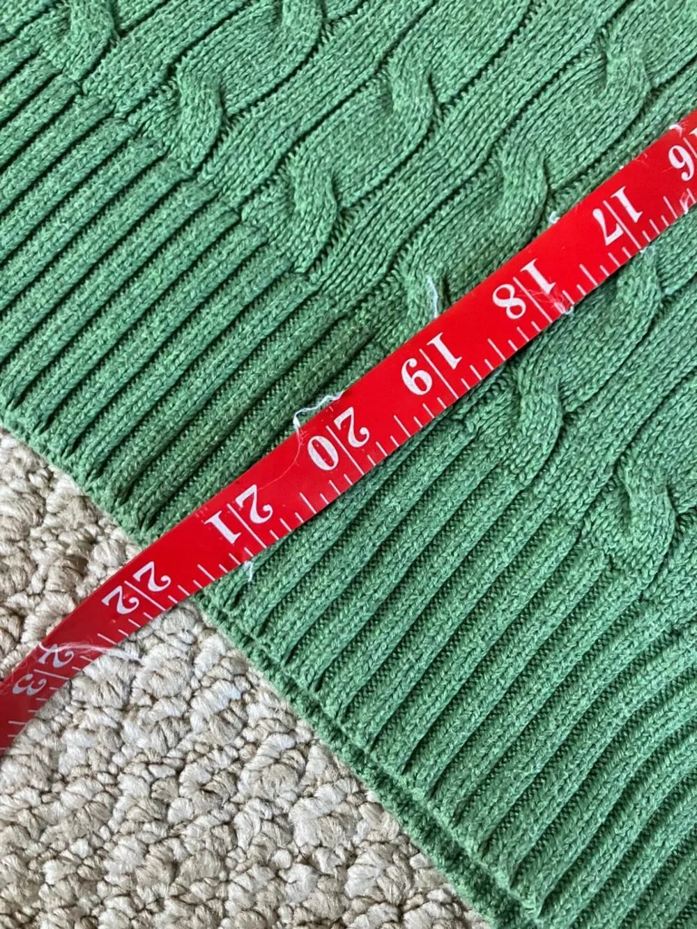 Polo Ralph Lauren Boys Green Cable Knit Sweater L (14-16) 100% Cotton